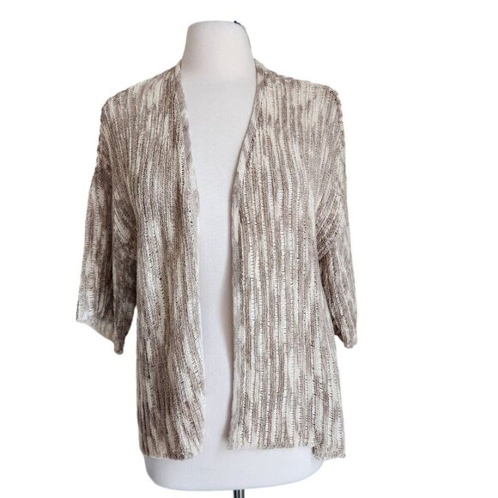 Chicos Cardigan Sweater Women's Size 3 XL 16 Open Front Knit Loose Beige